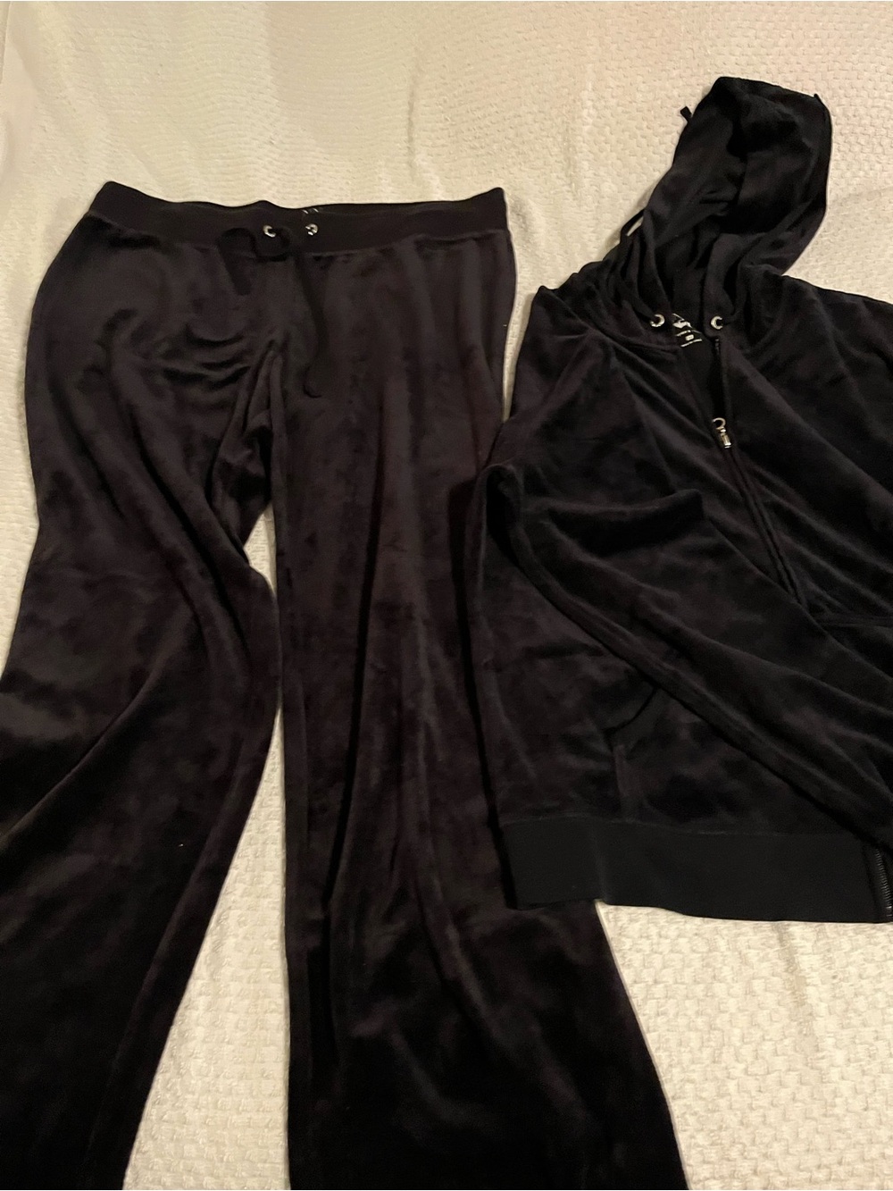 New York & Company Black Velour Wide Leg Lounge Pants